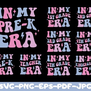 Bundle SVG In My Teacher Era, Svg époque enseignant, Bundle Svg Retour à l'école, Svg époque maternelle, Svg époque préscolaire, Svg époque 1re année, Svg école