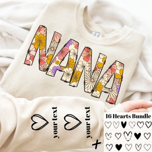 Nana PNG, Nana Floral Png, Nana Personalizada, Camisa Nana Png, Camisa Manga Png, Nana Flor Png, Nana Dia das Mães Png, Design de Sublimação Nana