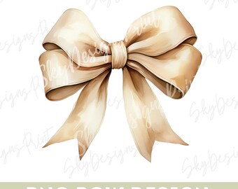 Coquette Cream Bow PNG, Coquette Bow PNG, Cream Bow Png, Watercolor Cream Bow Png, Off White Bow Png, Cream Bow Clipart, Trendy Png, Bow Png