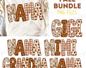 Retro Mama Fall PNG Bundle, Preppy Mama Autumn Design, Distressed Fall Shirt Png, Grandma Gigi Nana Mimi Fall, Family Shirt Design