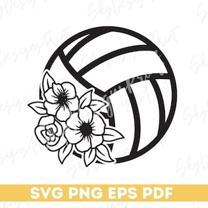 Floral Volleyball SVG, Volleyball Svg, Volleyball Shirt Svg, Volleyball Player Svg, Volleyball Mom Svg, Girls Volleyball Svg, Flowers Svg