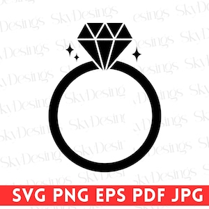 Bague diamant SVG, Svg de bague de fiançailles, bague de mariage diamant Svg, Svg de bague, fichiers Svg de bague en diamant, bague Clipart, fichiers de coupe de bague en diamant