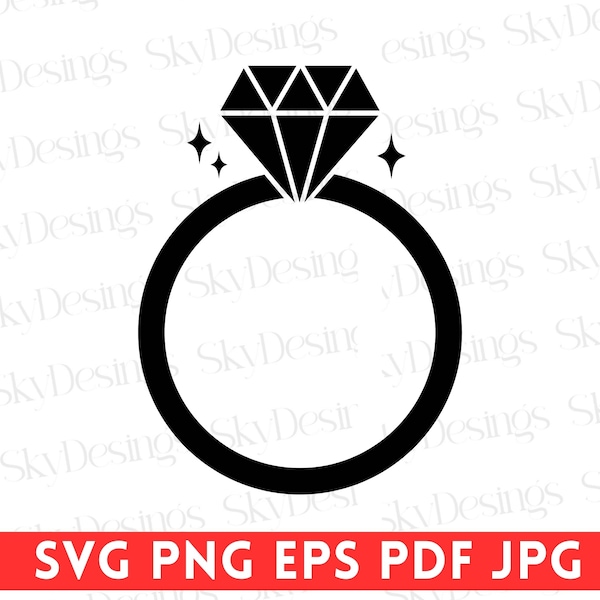 Diamond Ring SVG, Engagement Ring Svg, Diamond Wedding Ring Svg, Ring Svg, Diamond Ring Svg Files, Ring Clipart, Diamond Ring Cut Files