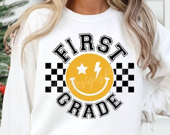 1st Grade SVG, Back To School Svg, First Grade PNG, Teacher Svg, Hello First Grade, Checkered, First Grade Shirt Svg, 1st Day of School Svg