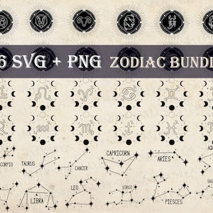 Zodiac Signs SVG Bundle, Horoscope SVG, Astrology Signs Svg, Zodiac Symbols Svg, Astrology, Zodiac Constellation Svg, Zodiac Signs Clipart
