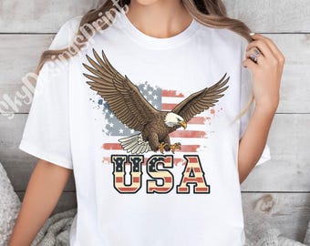 American Flag USA Png, Flying Eagle Png, 4th of July Png, Fourth of July Png, Usa Shirt Png, Patriotic Png, Independence Day, American Png