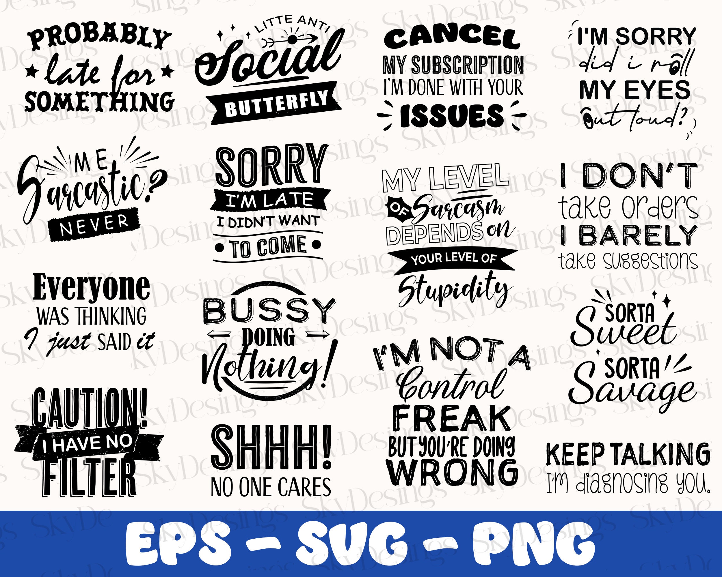 Sarcastic Svg Bundle Funny Svg Bundle Sarcasm Svg Bundle - Etsy