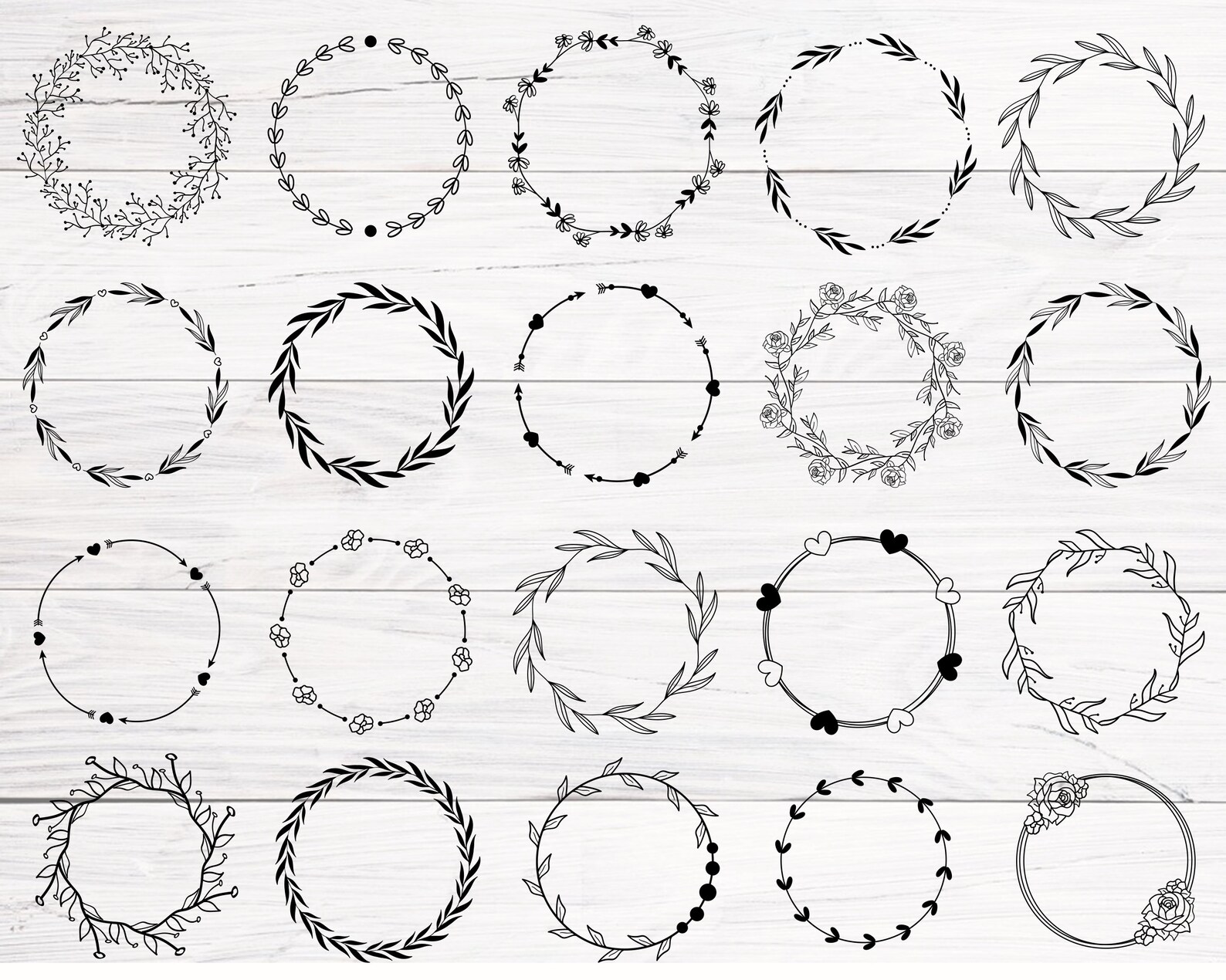 Floral Wreath SVG Bundle, Wedding Monogram Frames (digital Download) - Etsy