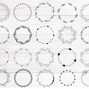 Wreath Svg Bundle, Floral Wreath Svg, Wedding Wreath Svg, Heart Laurel ...