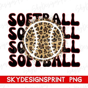 Retro Softball PNG, Softball Stacked Png, Softball Shirt Png, Leopard Softball Png, Softball Fan Png, Softball Mom Png, Softball Vibes Png