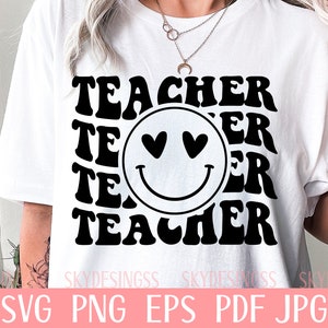 Teacher SVG, Teacher Shirt Svg, Teacher Happy Face Svg, Teacher Png, Teacher Appreciation Svg, Teacher Life Svg,Retro Teacher Svg,School Svg image 3