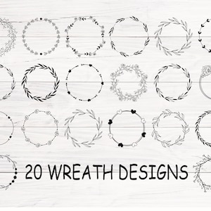 Krans Svg bundel, bloemenkrans Svg, bruiloft krans Svg, hart lauwerkrans Svg, krans monogram Svg, cirkel grens Svg, cirkelframe Svg