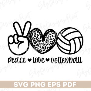 Peace Love Volleyball SVG, Mamma di pallavolo SVG, Love Volleyball SVG, Giorno della partita SVG, Maglietta da pallavolo SVG, Peace Love SVG, Pallavolo Png