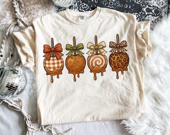 Fall Caramel Apple PNG, Trendy Autumn Candy Apple Png, Fall Treat Shirt Png, Fall Sublimation Design (Digital Download)