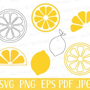 Lemon Svg Bundle, Lemon Slice Svg, Lemon Clipart, Summer Svg, Lemon Cut File, Lemon Print, Lemon Png, Lemon Silhouette, Svg Files For Cricut