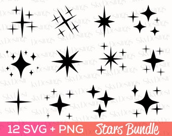 Sparkle Stars SVG Bundle, Twinkle Star Clipart (digitaler Download)