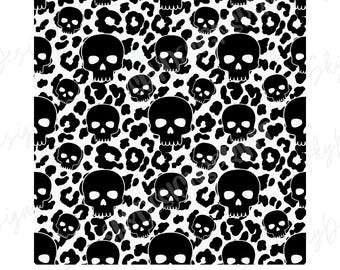 Leopard Skull Halloween Pattern: Animal Print PNG (Digital Download)