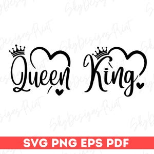 King and Queen SVG, Couples King Queen Shirt Svg, Valentine&#39;s Day Couples Svg, Matching Couples Svg, Couples Svg, Matching Anniversary Svg