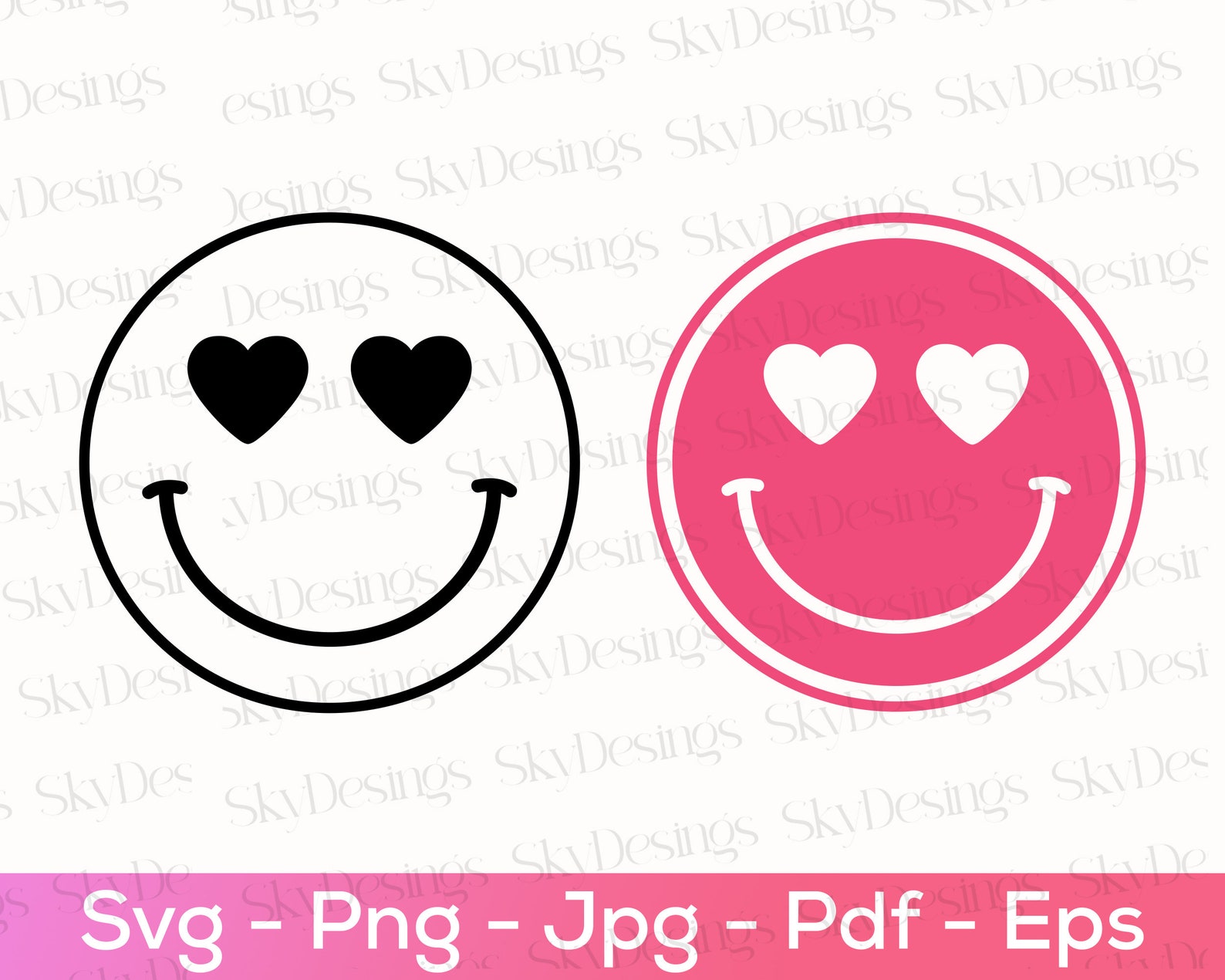 Heart Eyes Smiley SVG Love Happy Face Svg Png Smiley Svg Etsy