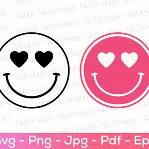 Coração Olho Sorriso Rosto SVG, Sorriso Rosto Svg Arquivo, Rosto Feliz Svg, Sorriso Rosto Coração Svg, Sorriso Rosto Png, Sorriso Svg, Clipart, Arquivo Cortado Cricut