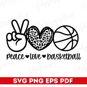 ピース ラブ バスケットボール SVG PNG、バスケットボール SVG、バスケットボール ママ SVG、バスケットボール シャツ SVG、ラブ バスケットボール SVG、ゲーム デー SVG、ピース ラブ SVG