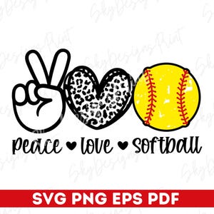 Peace Love Softbal SVG, softbal moeder SVG, liefde softbal Svg, Game Day Svg, softbalshirt Svg, sport Svg, Peace Love Svg, softbal Svg, Png