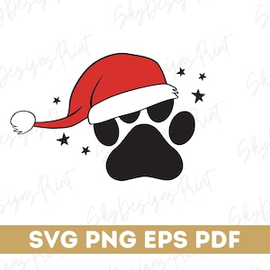 Kerst Paw Print SVG, kerstmuts Svg, kerst hond Svg, Santa Paw Print Svg, kerst Svg, Santa Paws Svg, Merry Christmas Svg, png