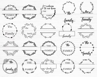 Blumenkranz Familienname Monogramm SVG Bundle (Digitaler Download)