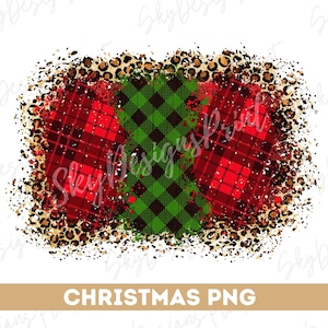 Sublimation de fond de Noël léopard et plaid, Plaid Buffalo Png, Plaid rouge et vert, motif léopard Png, T-shirt Png, cadre Png