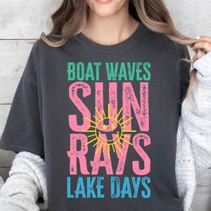 Lake Life SVG: Boat Waves, Sun Rays Design (Digital Download)