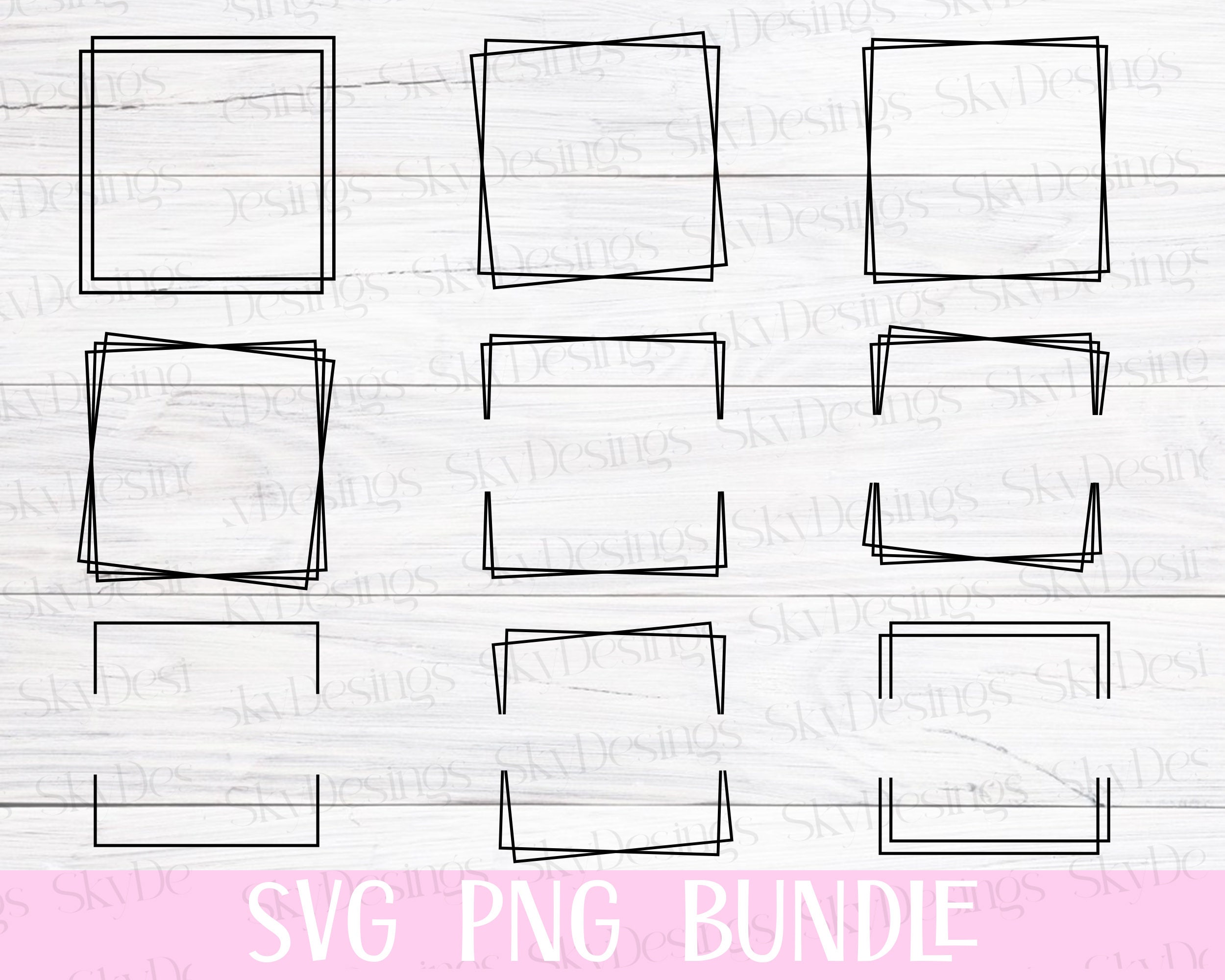 Square Frame SVG Bundle, Square Svg, Frame Svg, Double Square Svg, Monogram Frame Svg, Double Frame Svg, Split Square Svg, Border Svg Files