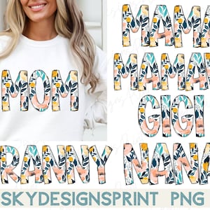 Floral Mom Grandma Bundle PNG, Floral Mama Png, Floral Mom Png, Dia das Mães Png, Mom Shirt Png, Mama Flower Png, Desenhos de Sublimação Floral