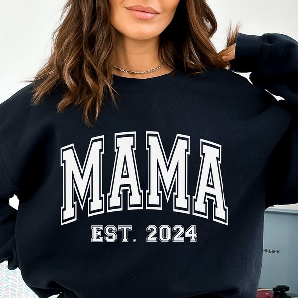 Mama Est 2024 SVG, Mama Varsity Svg, Mama Shirt Svg, Pregnancy Announcement Svg, New Mom Svg, Mom To Be Svg, Motherhood Svg, Mom Life Svg