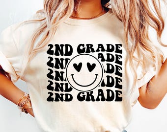2nd Grade SVG, Back to School Svg, Second Grade Svg, Teacher Svg, 2nd Grade Shirt Svg, Happy Face, Hello 2nd Grade, First Day of School Svg