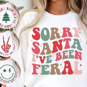 Lo siento, Santa, he estado salvaje SVG, SVG retro de Navidad, citas navideñas Svg, Svg divertido de Navidad, Svg divertido de camiseta de Navidad, Svg de Navidad para niños