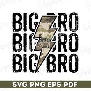 Big Bro SVG PNG, Big Bro Camouflage Lightning Bolt Png, Distressed, Sublimation, Big Brother Svg, Big Bro Shirt Png, Retro Camo Big Bro Png