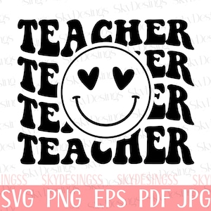 Teacher SVG, Teacher Shirt Svg, Teacher Happy Face Svg, Teacher Png, Teacher Appreciation Svg, Teacher Life Svg,Retro Teacher Svg,School Svg image 2