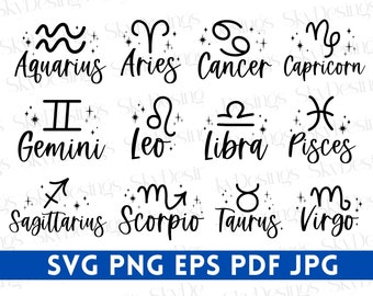 Zodiac Sign SVG Bundle, Astrology Signs Svg, Zodiac Symbols Svg, Constellation Signs Svg, Astrology Svg, Horoscope Svg, Zodiac Sign Clipart