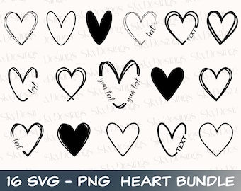 Paquete de SVG de corazones, SVG de corazón, SVG de corazón dibujado a mano, SVG de corazón abierto, SVG de corazón estilo garabato, SVG de corazón estilo boceto, SVG de amor, SVG de San Valentín, SVG para Cricut