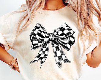 Checkered Coquette Bow SVG PNG: Ribbon Bow Clipart (Digital Download)