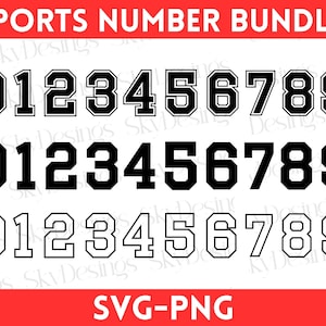 Sport Numbers SVG Bundle, Jersey Number Templates Svg, Varsity Font Svg, Numbers Svg, Numbers Png, Not an Installable Font File