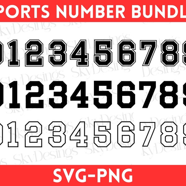 Sport Numbers SVG Bundle, Jersey Number Templates Svg, Varsity Font Svg, Numbers Svg, Numbers Png, Not an Installable Font File