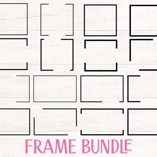 Square and Rectangle SVG Bundle, Frame Svg, Square Svg, Rectangle Svg, Split Square Frame Svg, Half Frame Svg, Borders Clipart, Svg Cut file