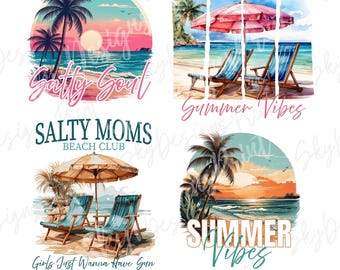 Retro Sommer PNG-Bundle: Beach Vibes Sublimationsdesign (Digitaler Download)