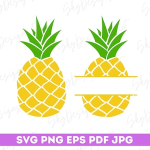 Pineapple SVG, Pineapple Split Monogram Svg, Pineapple Frame Svg, Pineapple Shirt Svg, Summer Svg, Tropical Svg, Vacation Svg, Pineapple Png