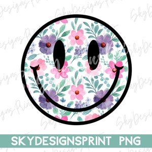 Floral Smile Face PNG, Flowers Smile PNG, Trendy Summer Smile Face Png, Tropical Smile Shirt Design, Summer Vibes Png, Smile Face Shirt Png