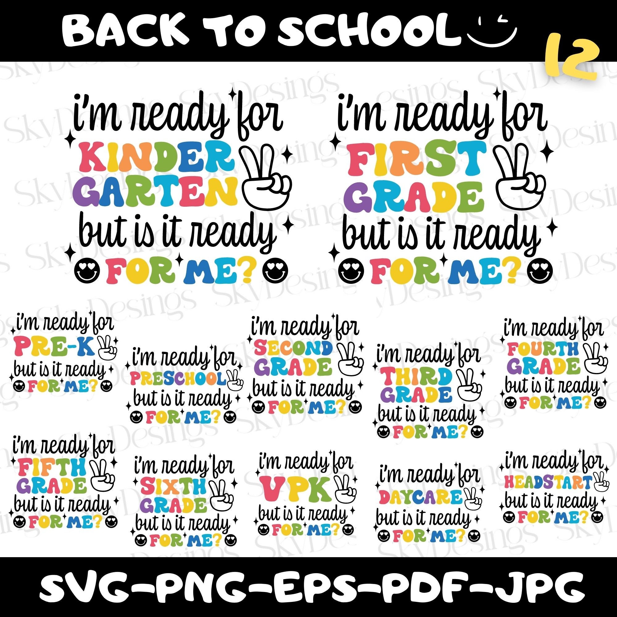 Back to School Svg Bundle, I'm Ready for Kindergarten But is it Ready for Me Svg, Pre k, 1st, 2nd, 3rd, 4th Grade Svg, 1st Day of School Svg