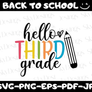 Hallo dritte Klasse SVG, 3.Grad SVG, zurück in die Schule SVG, dritte Klasse SVG, 3.Grad Shirt SVG, 3.Grad Lehrer SVG, dritte Klasse Schnittdatei