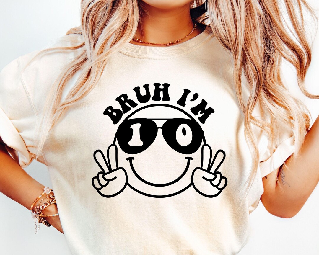 "Bruh I'm Double Digits" 10th Birthday T-Shirt - Funny 10 Year Old Boy Birthday Gift