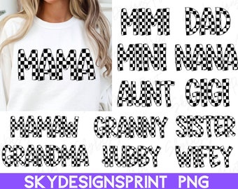 Ensemble familial PNG à carreaux, Mini Png damier pour maman, Png pour papa à carreaux, Fête des mères Png, Bundle Png damier, Png chemise à carreaux